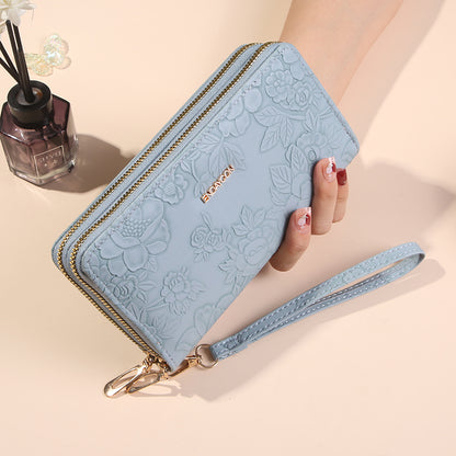Double Layer Wallet For Women Fashion Long Handbag Zipper Purse With Phone Bag Large Capacity 1