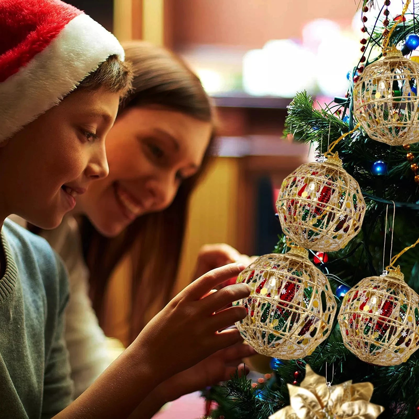 Christmas Gold Ball Ornament, Hanging Xmas Tree Baubles, Golden Dusted Christmas Decoration, Party Tree Ball With Scales