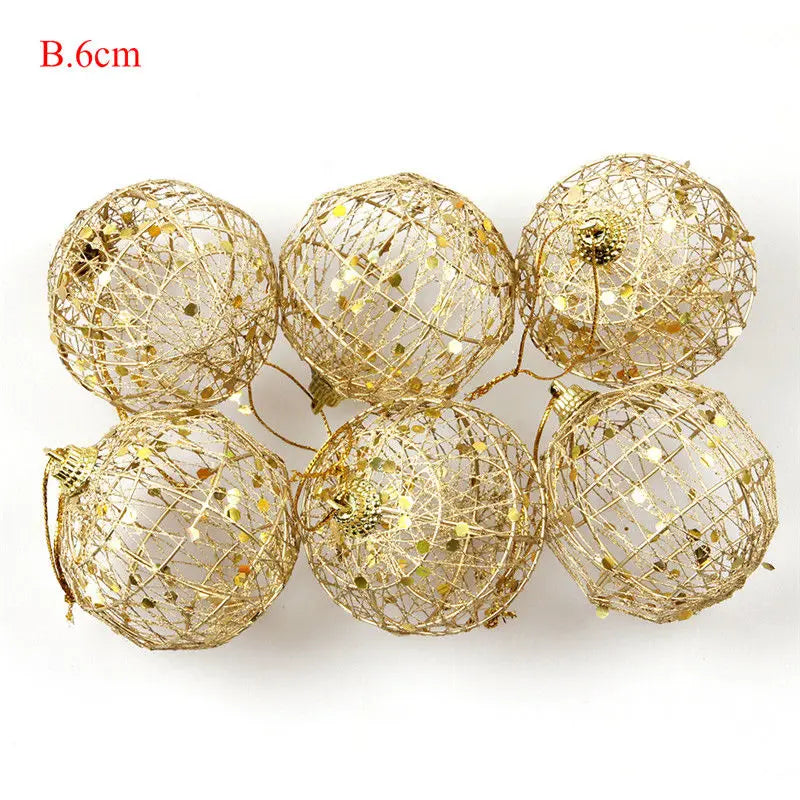 Christmas Gold Ball Ornament Hanging Xmas Tree Baubles Golden Dusted Christmas Decoration Party Tre 6