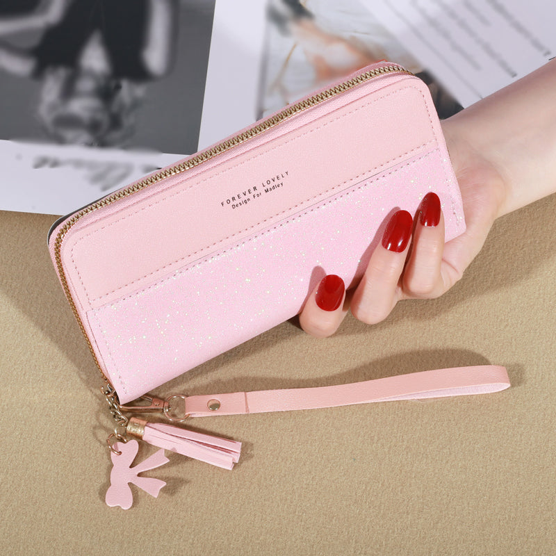 PU Leather Wallet Fashion Zipper Wallet Ladies Long Wallet Coin Card Holder 2