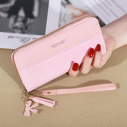 PU Leather Wallet Fashion Zipper Wallet Ladies Long Wallet Coin Card Holder 2
