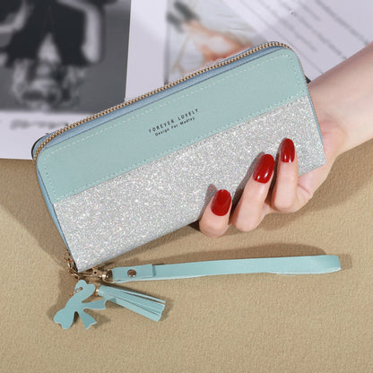 PU Leather Wallet Fashion Zipper Wallet Ladies Long Wallet Coin Card Holder 3