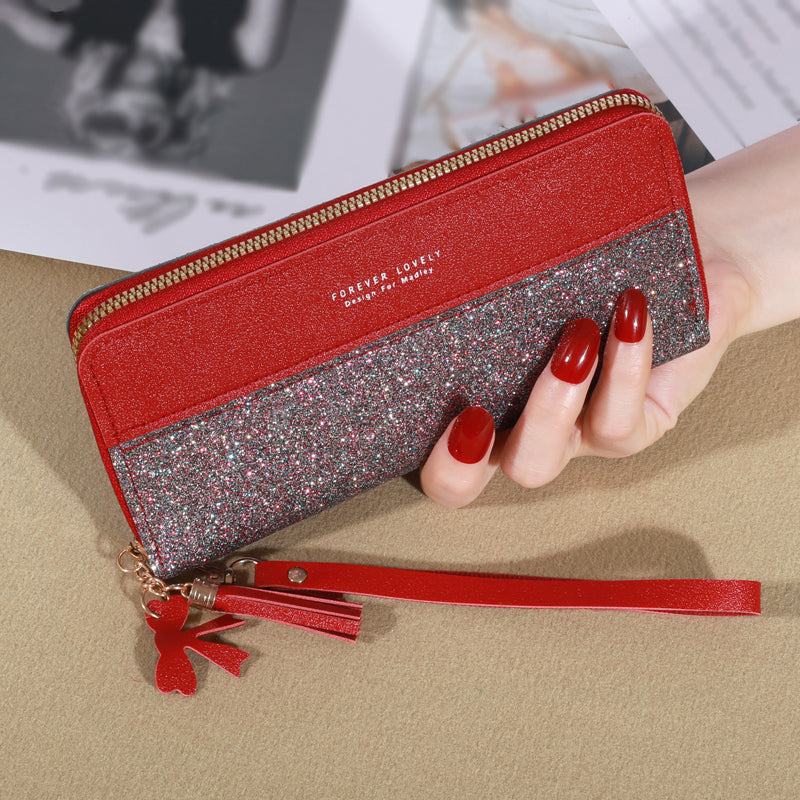 PU Leather Wallet Fashion Zipper Wallet Ladies Long Wallet Coin Card Holder 4
