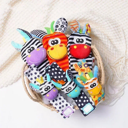 Toddler Socks with Bug Wrist Strap + Rattle Baby Animal Foot Socks Pacifier Toys