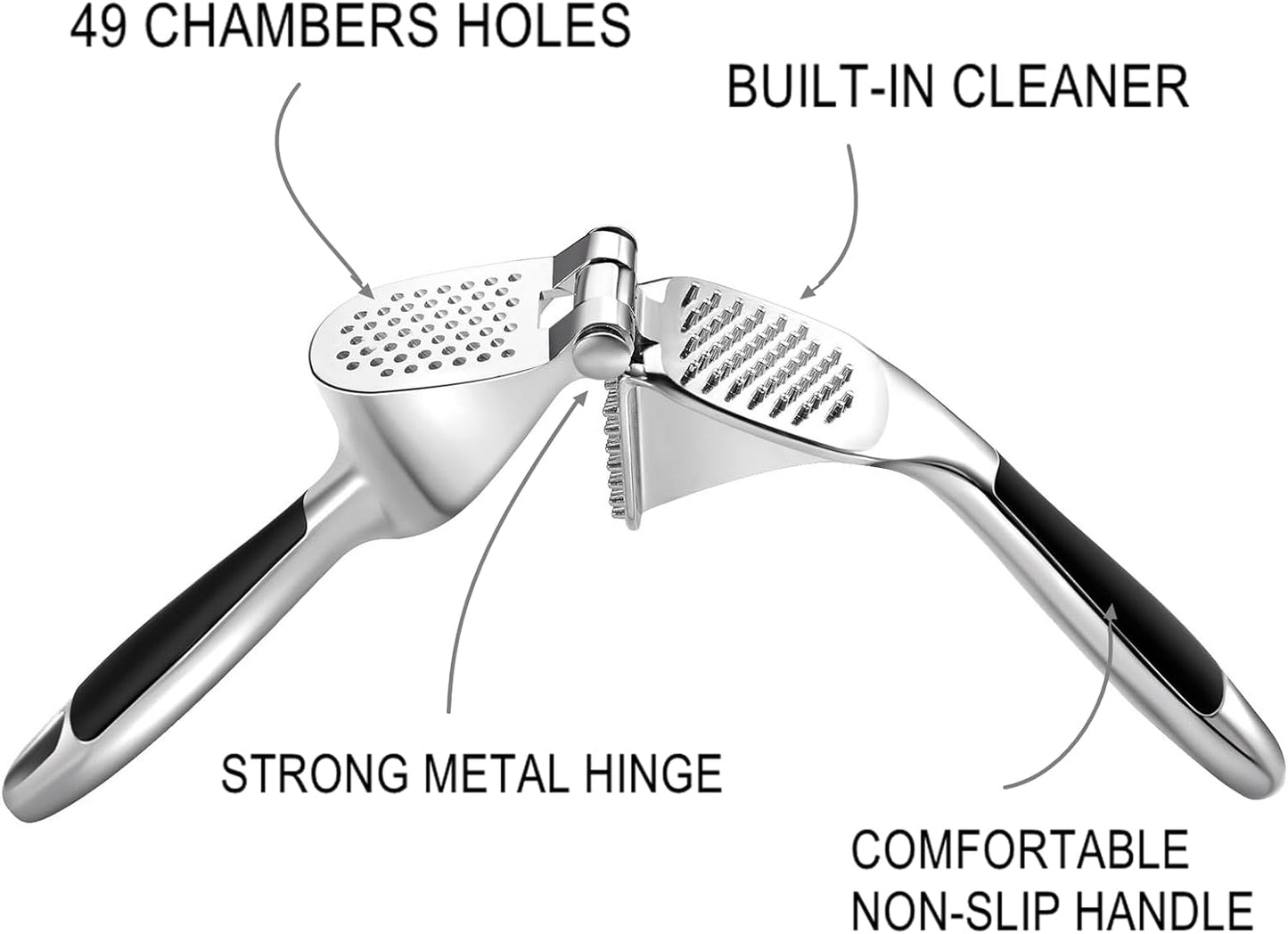 Easy To Squeeze Garlic Press With Ergonomic Handle Zinc Alloy Mincer  Crusher 2