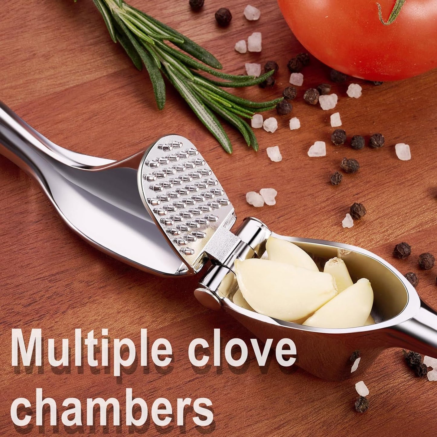 Easy To Squeeze Garlic Press With Ergonomic Handle Zinc Alloy Mincer  Crusher 4