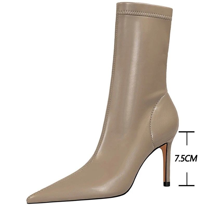 Winter Boots Women Ankle Boots High Heels Leather Boots Ladies Booties Short Boots 4