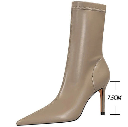 Winter Boots Women Ankle Boots High Heels Leather Boots Ladies Booties Short Boots 4