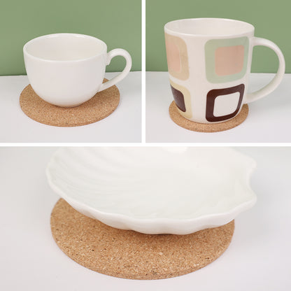 Natural Round Wooden Pad Durable NonSlip Cork Coaster Tea Coffee Mug Drinks Holder For Table Decor  1