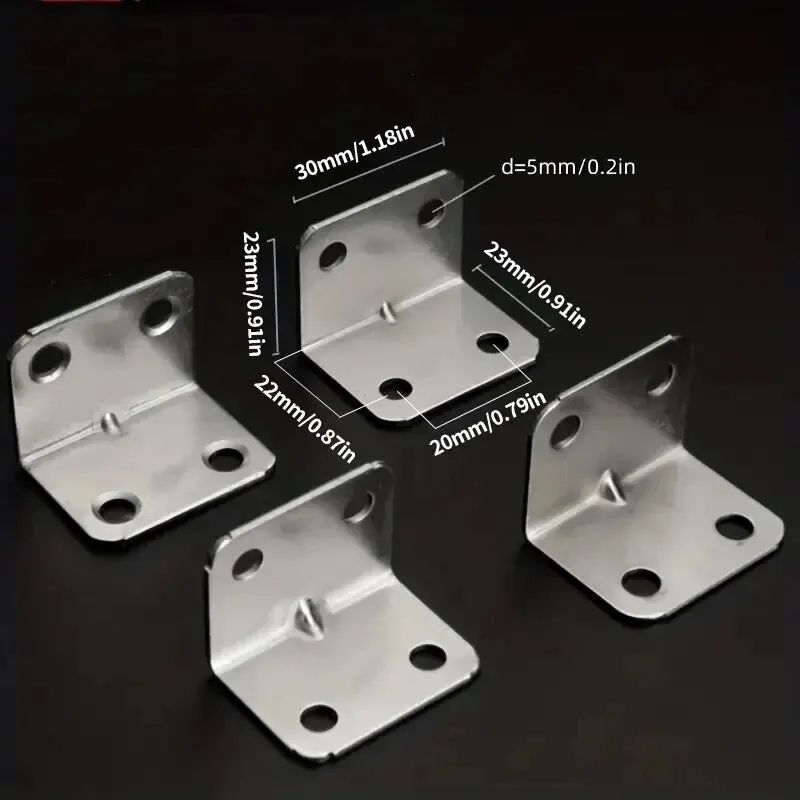 Heavy-Duty 20-Pack Stainless Steel Furniture Corner Brackets – 90° Right Angle Braces for Tables, Cabinets & Shelves