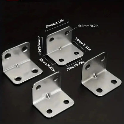Heavy-Duty 20-Pack Stainless Steel Furniture Corner Brackets – 90° Right Angle Braces for Tables, Cabinets & Shelves