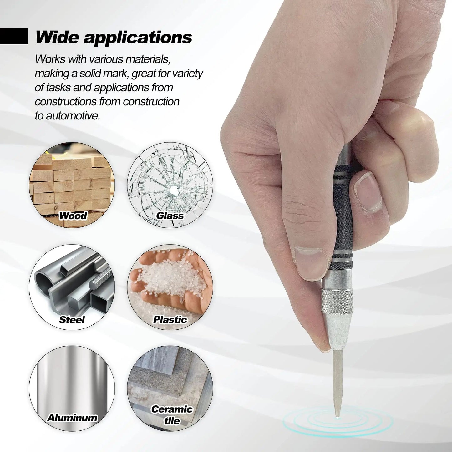 PrecisionForce Automatic Center Punch  SpringLoaded Metal  Wood Marking Tool 1