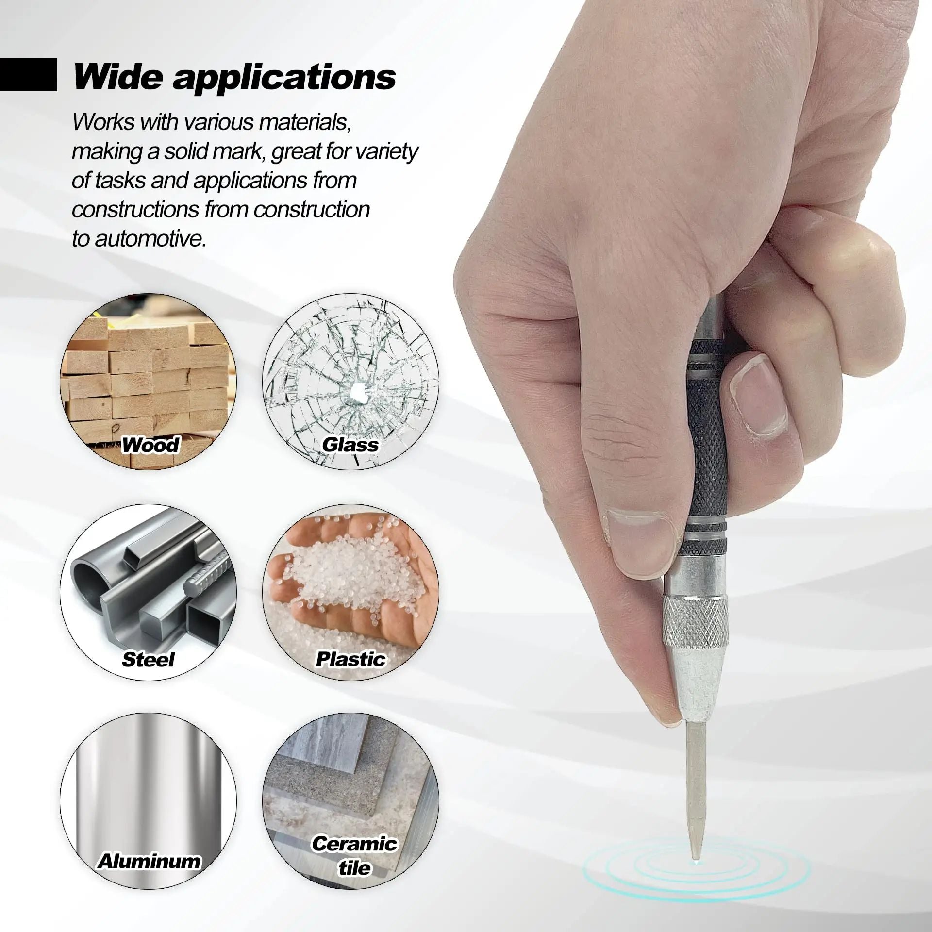 PrecisionForce Automatic Center Punch  SpringLoaded Metal  Wood Marking Tool 1