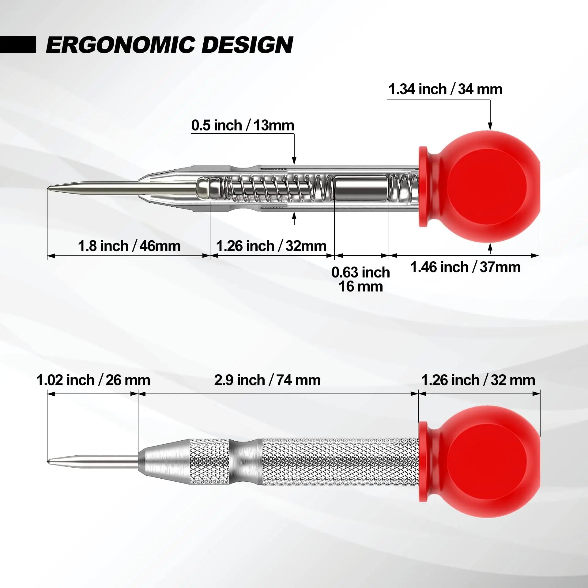PrecisionForce Automatic Center Punch  SpringLoaded Metal  Wood Marking Tool 4