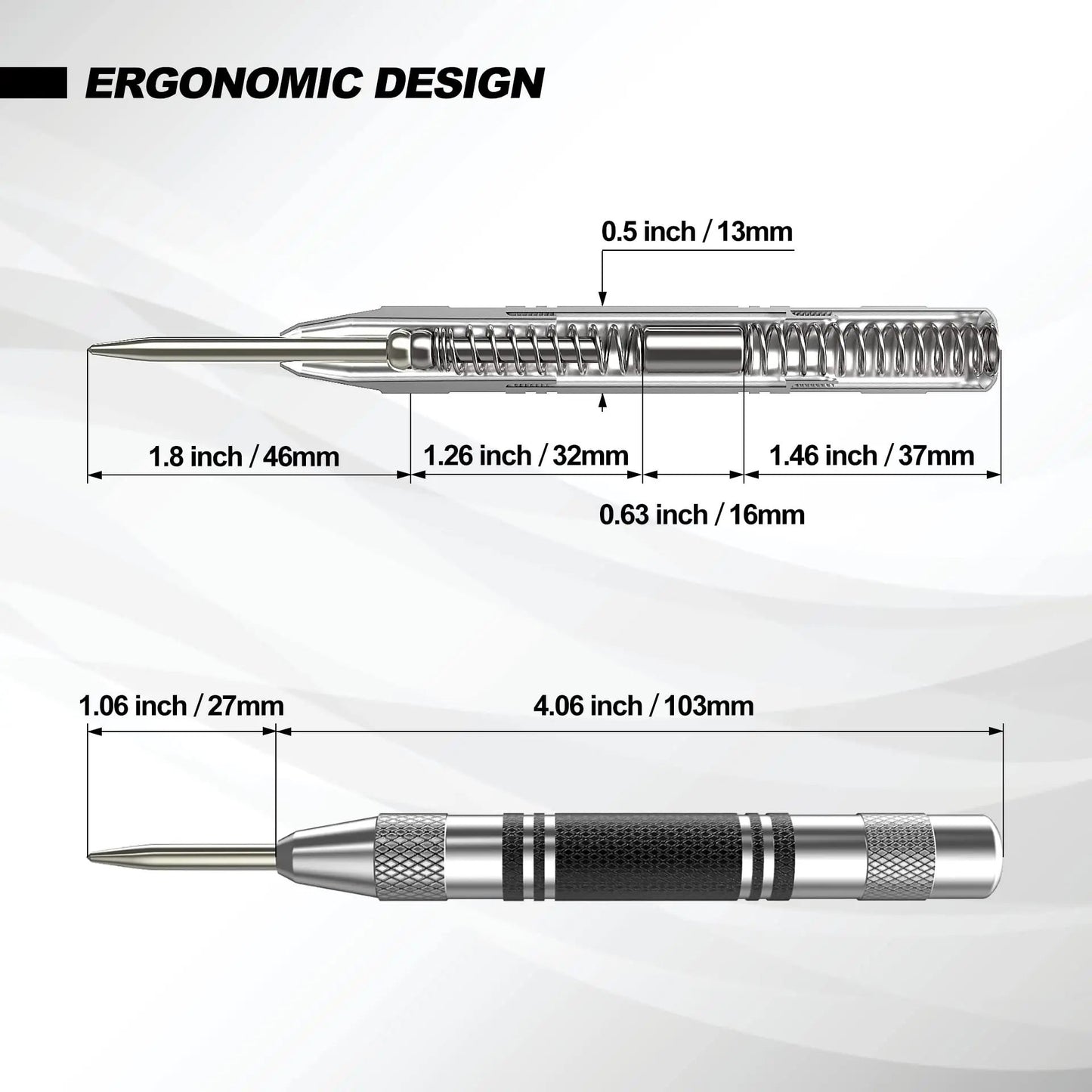 PrecisionForce Automatic Center Punch  SpringLoaded Metal  Wood Marking Tool 5