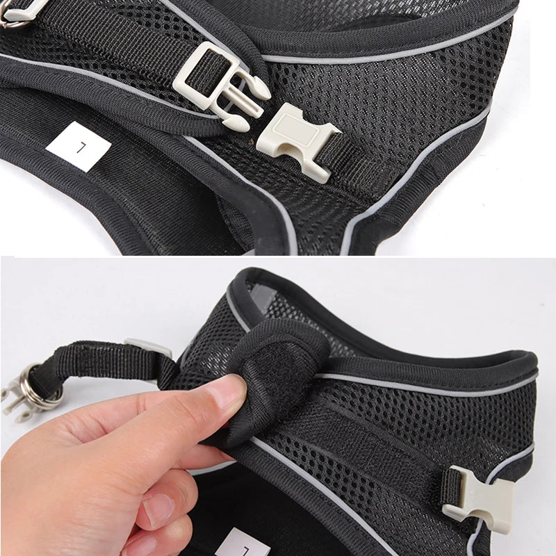 Adjustable Puppy Harness Set Dog Accessories French Bulldog Chihuahua Pet Leash Dog Collar Cat Harn 4