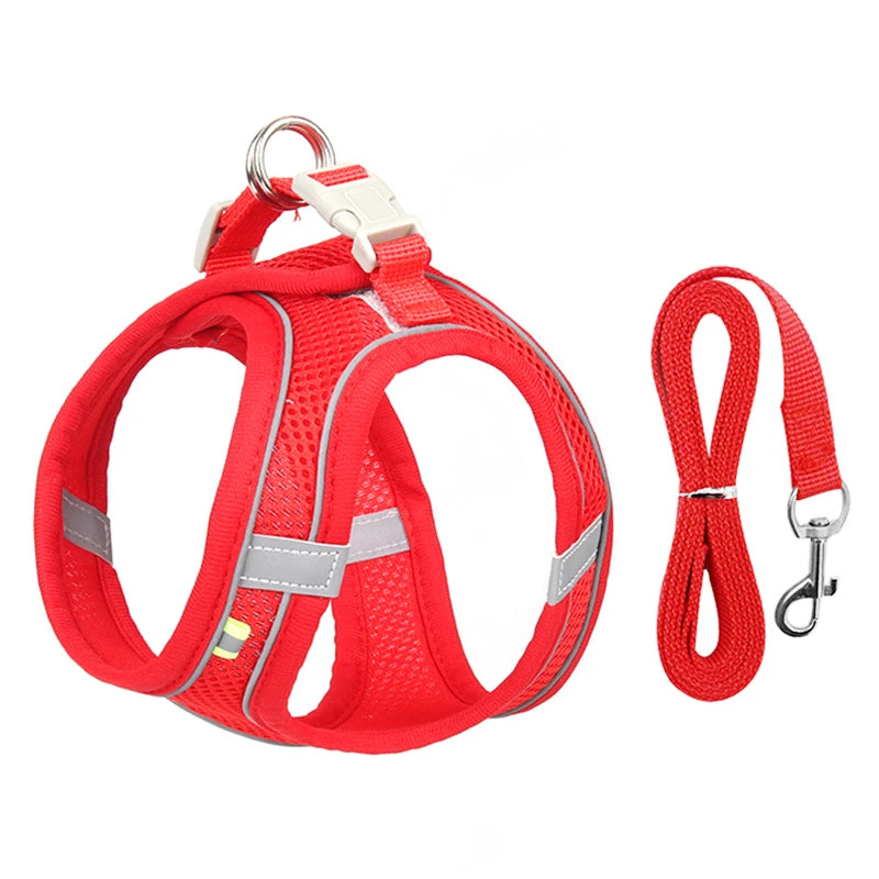Adjustable Puppy Harness Set Dog Accessories French Bulldog Chihuahua Pet Leash Dog Collar Cat Harn 7