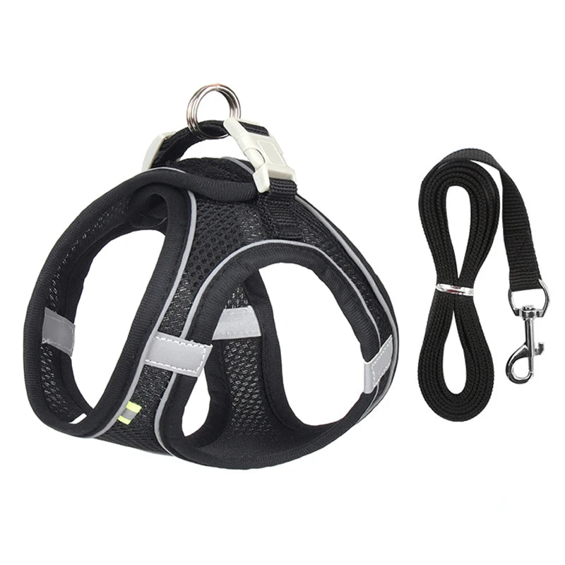 Adjustable Puppy Harness Set Dog Accessories French Bulldog Chihuahua Pet Leash Dog Collar Cat Harn 6