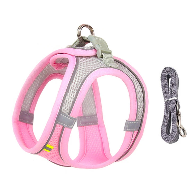 Adjustable Puppy Harness Set Dog Accessories French Bulldog Chihuahua Pet Leash Dog Collar Cat Harn 9