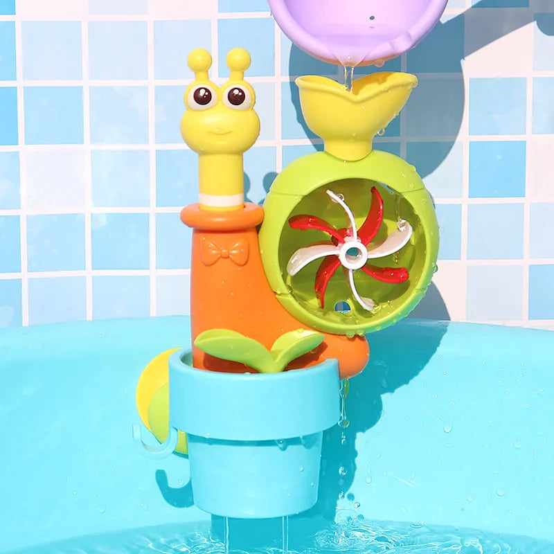 Water Duck Baby Bath Toy With Flower Shape Waterwheel Fun Kids Water Spray Bathtub For Children 2