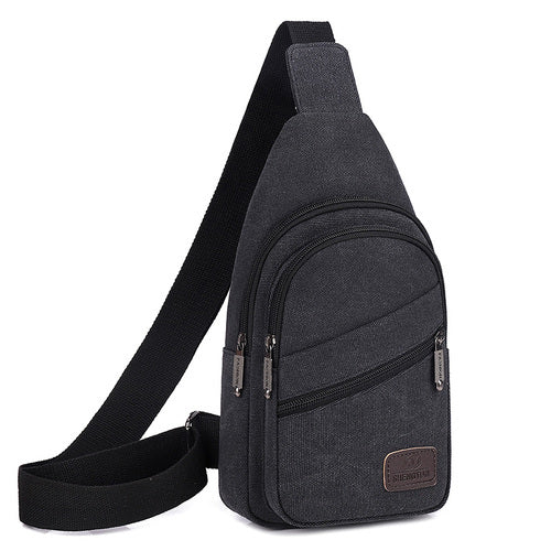 Canvas Crossbody Bag for Men, Outdoor Fashion Sports Bag, Casual Black Male Travel Satchel