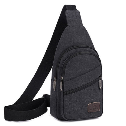 Canvas Crossbody Bag for Men, Outdoor Fashion Sports Bag, Casual Black Male Travel Satchel
