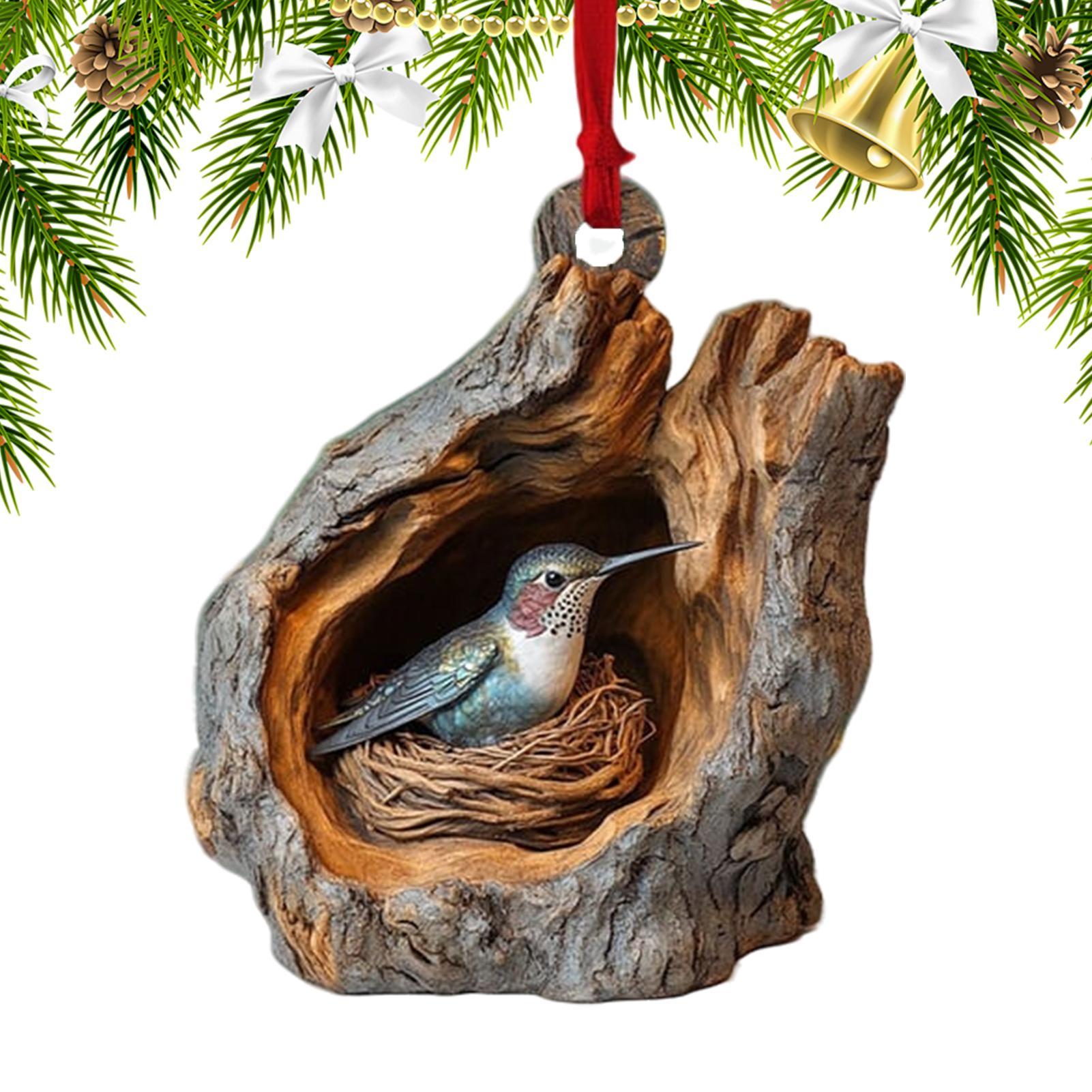 Cute Christmas Acrylic Pendant Animal Wildlife Ornaments Raccoon Owl Squirrel Hedgehog Bunny Bird D 3