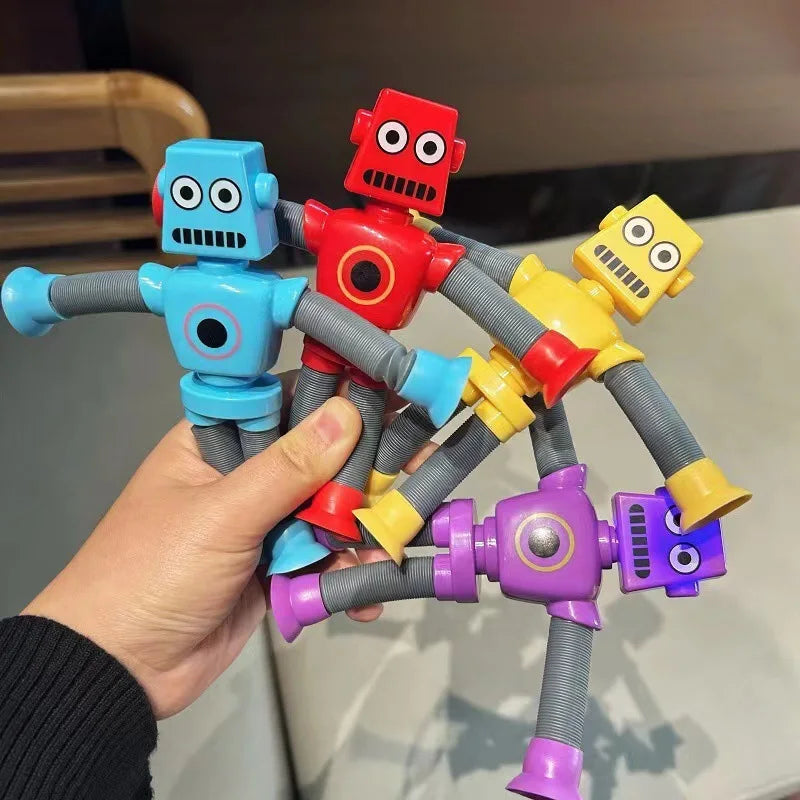 Suction Cup Telescopic Tube Robot Shape, Stretch Tube Giraffe, Educational Decompression Toy