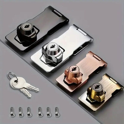 SecureGuard Heavy-Duty Locking Hasp With Keyed Padlock – Cabinet, Shed & Garage Security System