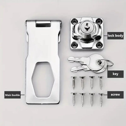 SecureGuard HeavyDuty Locking Hasp With Keyed Padlock  Cabinet Shed  Garage Security System 5
