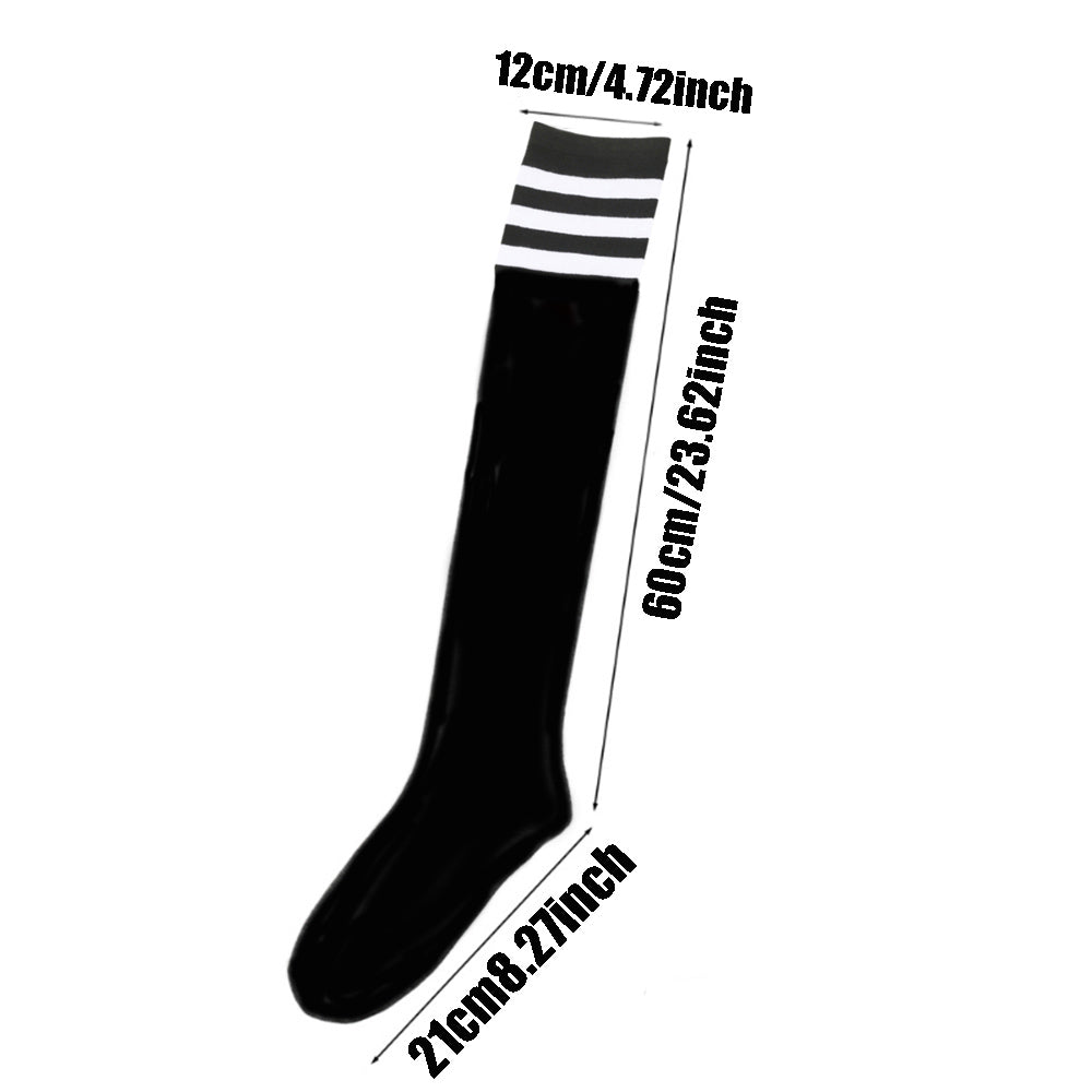 Extra Long Plus Size Womens Thigh High Socks For Thick Thighs Widened Striped Knit Stockings 3