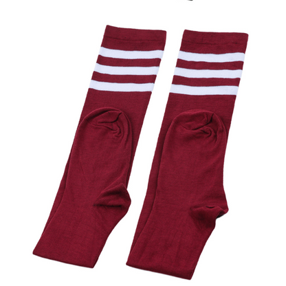 Extra Long Plus Size Womens Thigh High Socks For Thick Thighs Widened Striped Knit Stockings 4