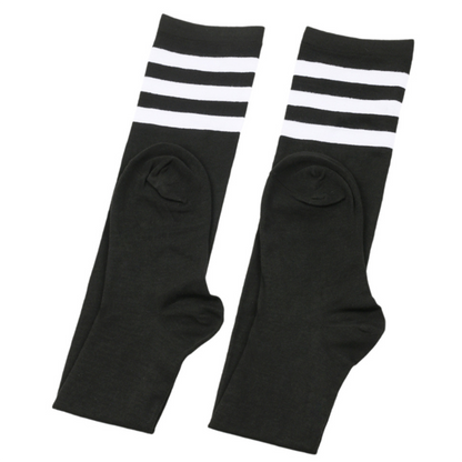 Extra Long Plus Size Womens Thigh High Socks For Thick Thighs Widened Striped Knit Stockings 5