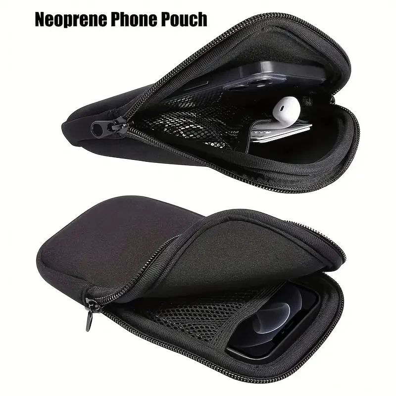 Neoprene Zipper Phone Pouch  Protective Black Sleeve Case For Multiple Smartphone Models 2