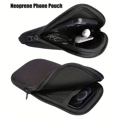 Neoprene Zipper Phone Pouch  Protective Black Sleeve Case For Multiple Smartphone Models 2