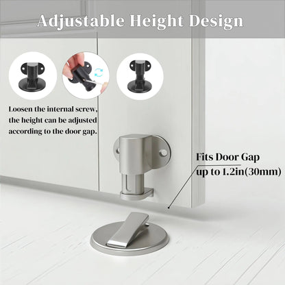 Adjustable Stainless Steel Magnetic Door Stopper  PunchFree Invisible Floor Mount For Quiet DamageF 3