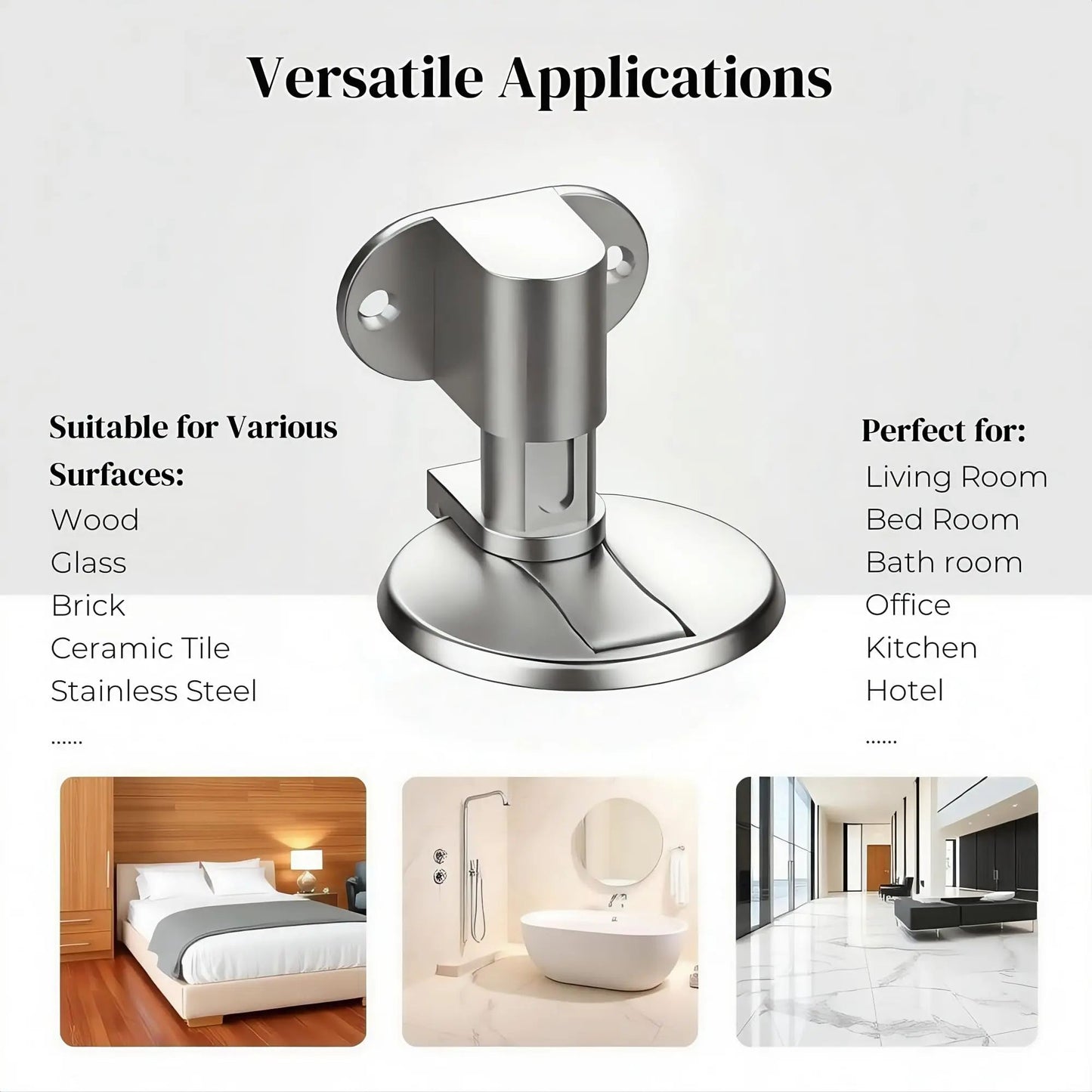 Adjustable Stainless Steel Magnetic Door Stopper  PunchFree Invisible Floor Mount For Quiet DamageF 5