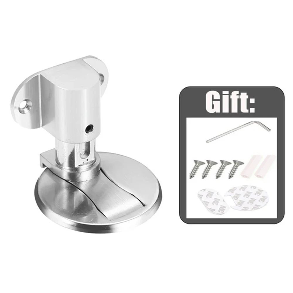 Adjustable Stainless Steel Magnetic Door Stopper  PunchFree Invisible Floor Mount For Quiet DamageF 6
