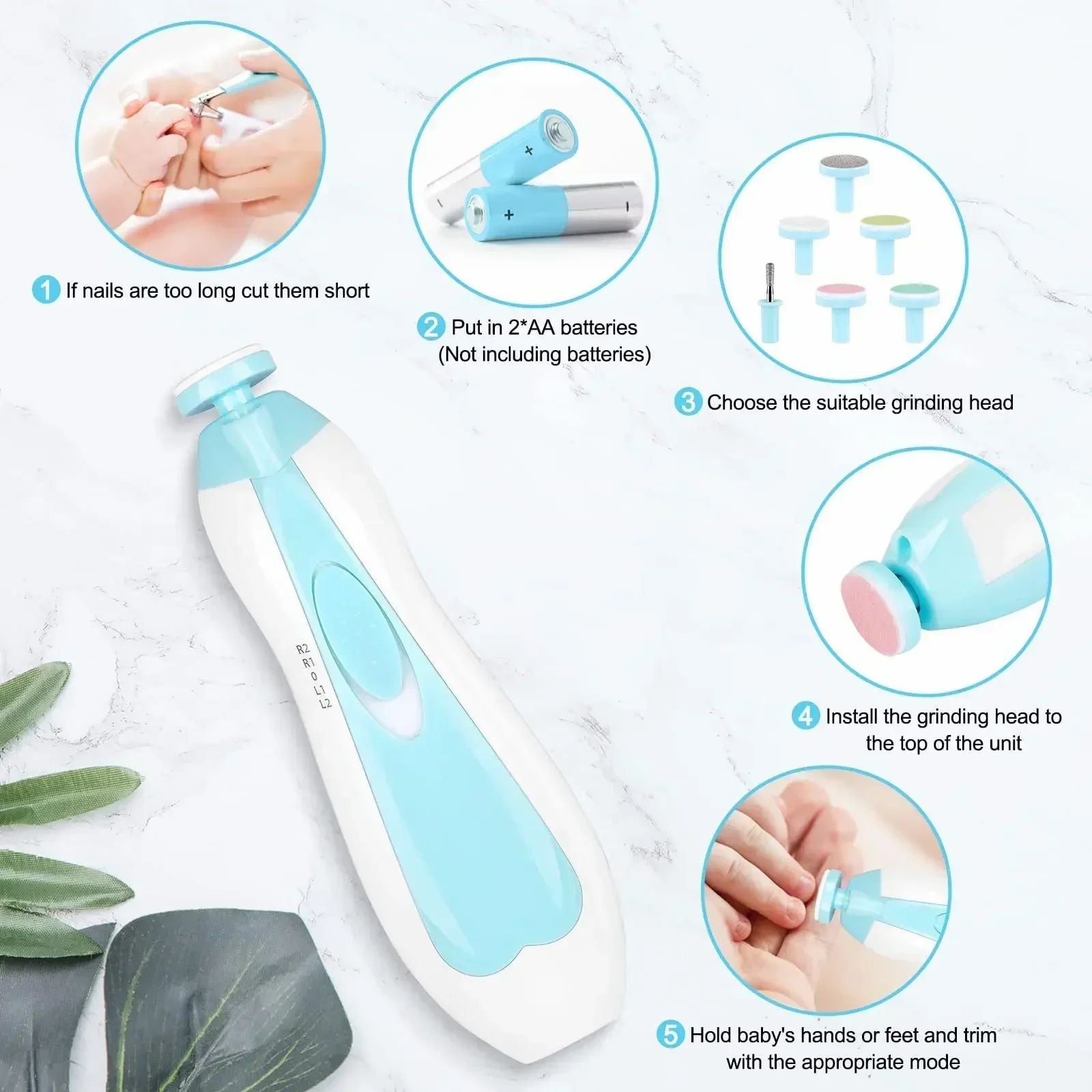Electric Baby Nail Trimmer Set  Gentle Multifunctional Nail File  Clipper For Infant Fingernails An 1