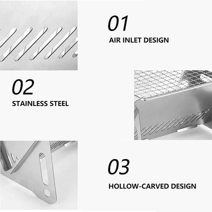 Portable Mini Charcoal Grill  Stainless Steel Folding BBQ Grill For Outdoor Camping  Multifunctiona 3
