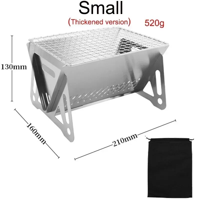 Portable Mini Charcoal Grill  Stainless Steel Folding BBQ Grill For Outdoor Camping  Multifunctiona 6