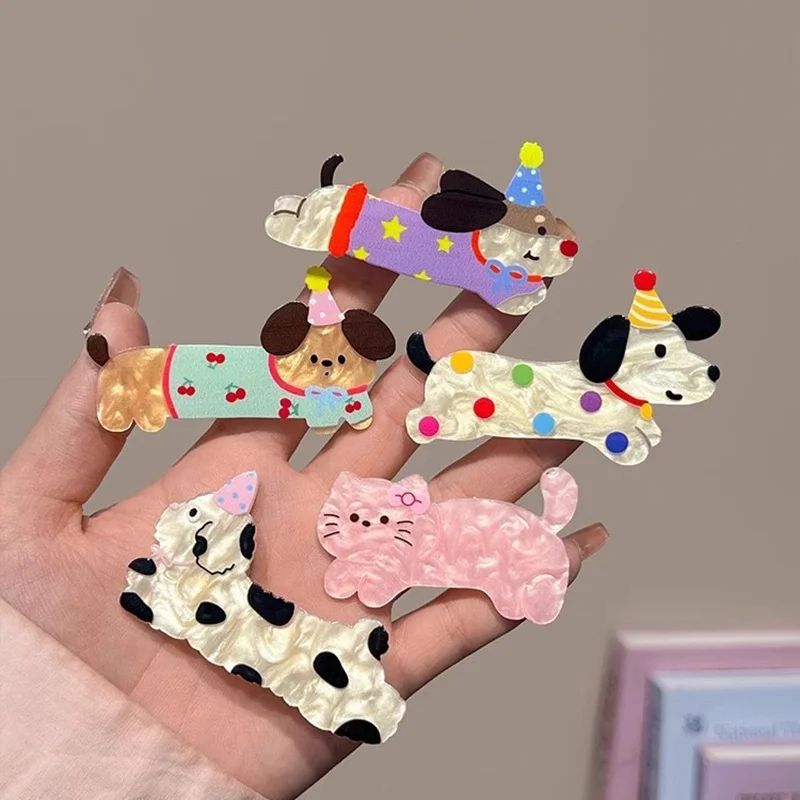 5 Pack Cute Cartoon Hair Clips  Dog  Cat Duckbill Hair Accessories For Girls And Party Styling 1
