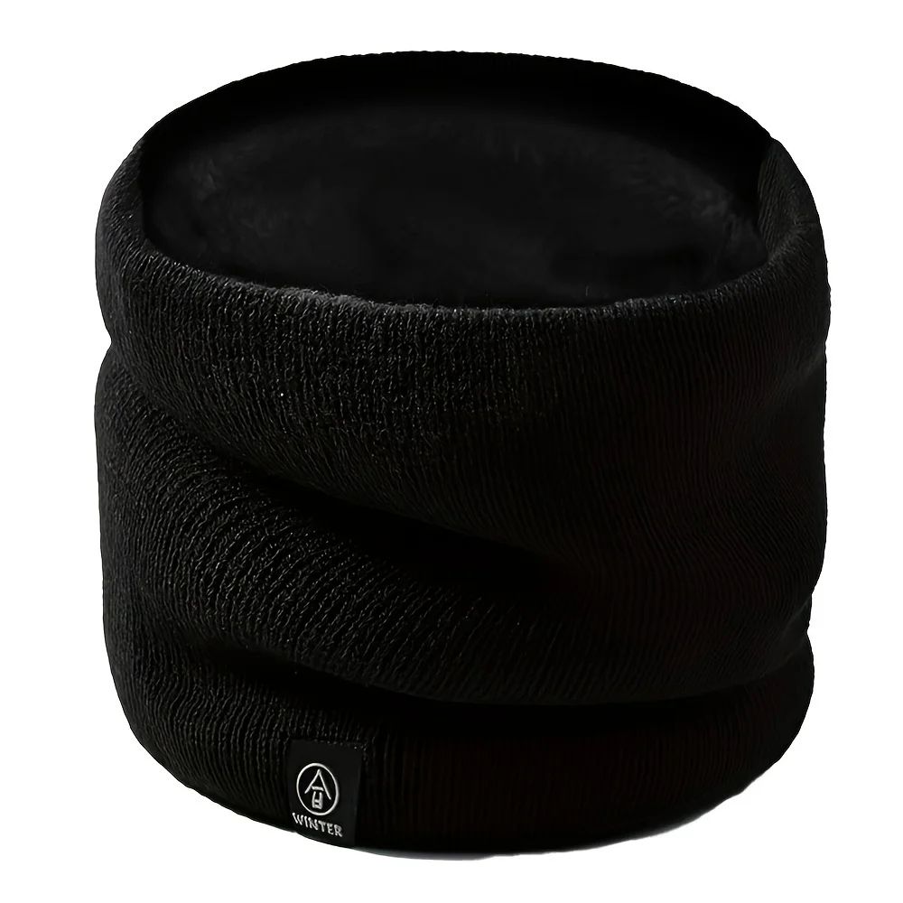 Winter Knit Scarf With Integrated Mask  Thickened Polyester Neck Gaiter For Warmth And Outdoor Spor 2
