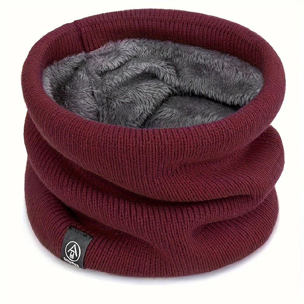 Winter Knit Scarf With Integrated Mask  Thickened Polyester Neck Gaiter For Warmth And Outdoor Spor 5