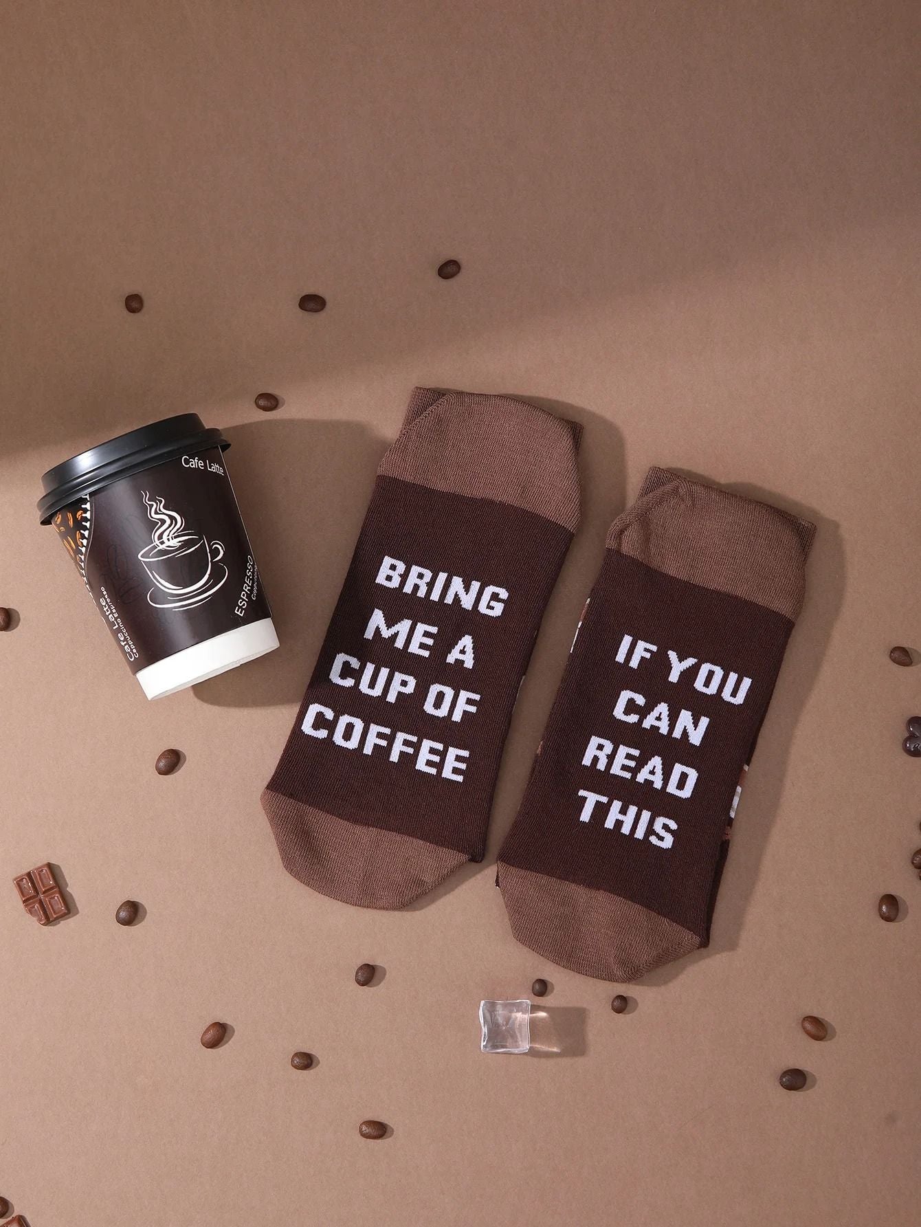 Mens Mid Calf Coffee Cup Novelty Socks Comfortable Fun Gift Set 1
