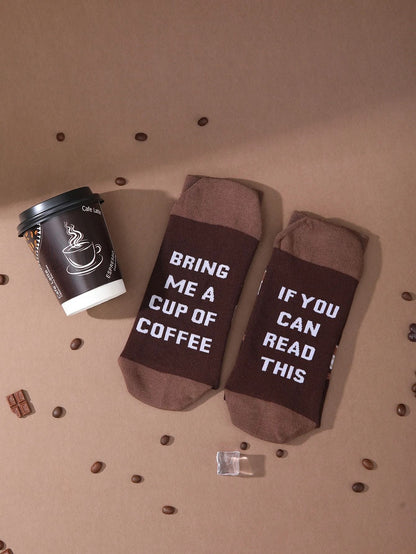 Mens Mid Calf Coffee Cup Novelty Socks Comfortable Fun Gift Set 1