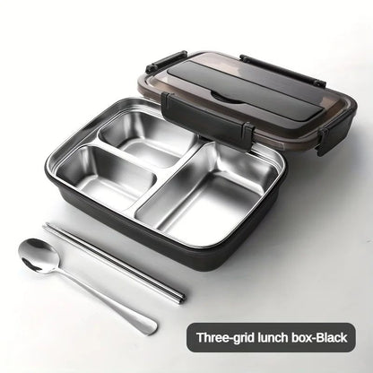 Leak Proof Stainless Steel Lunch Box – Durable 3 or 4 Compartment Bento Container for Students and Office Use