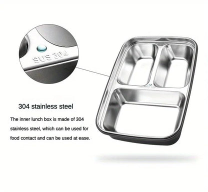Leak Proof Stainless Steel Lunch Box  Durable 3 Or 4 Compartment Bento Container For Students And O 2