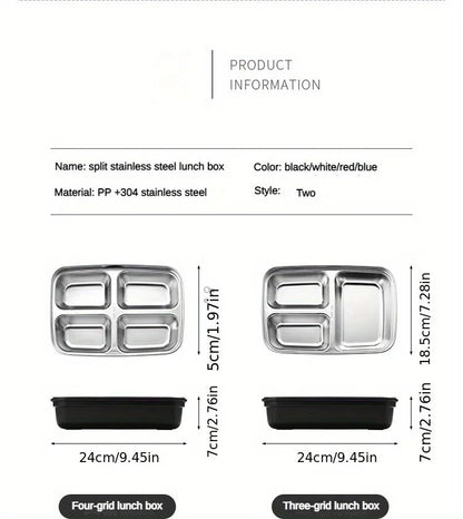 Leak Proof Stainless Steel Lunch Box  Durable 3 Or 4 Compartment Bento Container For Students And O 7
