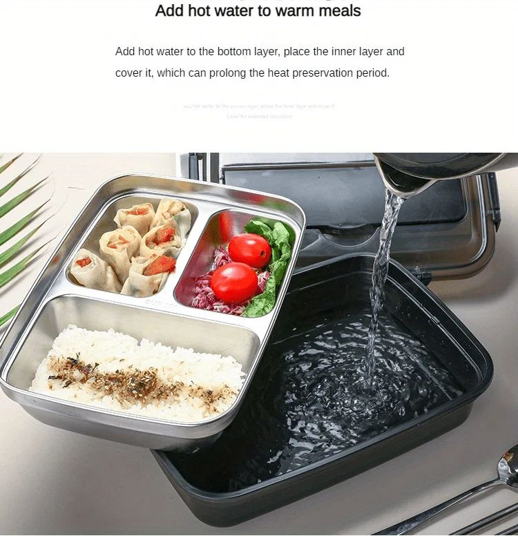 Leak Proof Stainless Steel Lunch Box  Durable 3 Or 4 Compartment Bento Container For Students And O 13